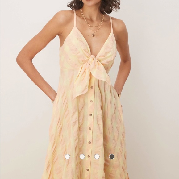 Dresses & Skirts - Tie-Front Free People via gingham cami midi dress in yellow